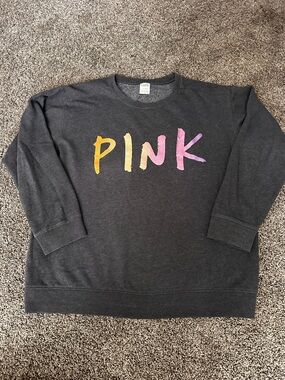PINK VS Dark Gray Sweatshirt Size Large 0427